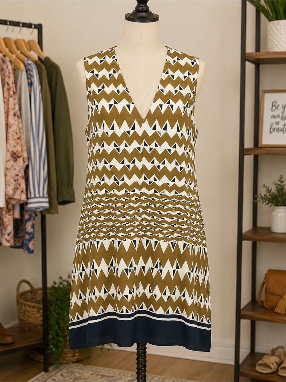 Mango Suit Geometric Shift Dress – Women’s US 6 / Medium – Made in Portugal